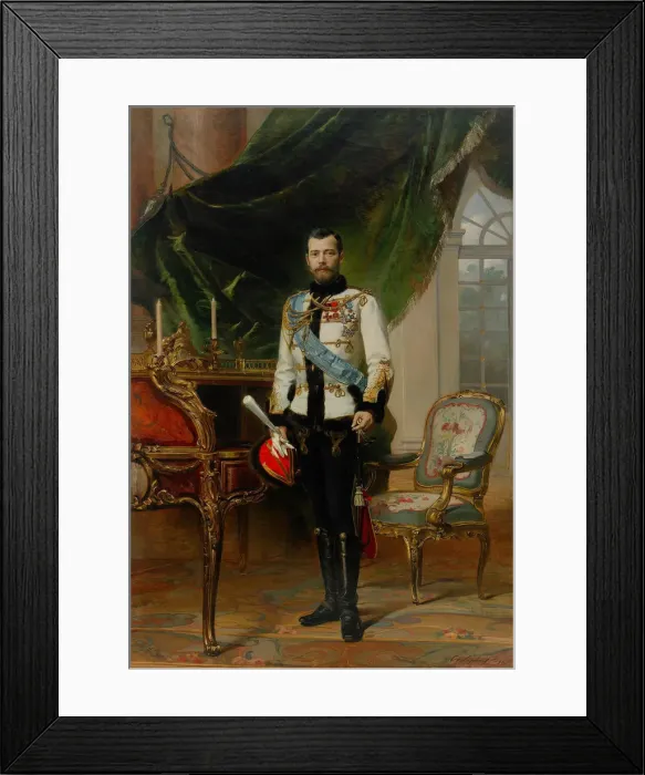 Framed Print : Portrait of Emperor Nicholas II (1868-1918), 1896. Artist: Liphart, Ernest Karlovich (1847-1932) Framed Print : Portrait of Emperor Nicholas II (1868-1918), 1896. Artist: Liphart, Ernest Karlovich (1847-1932)