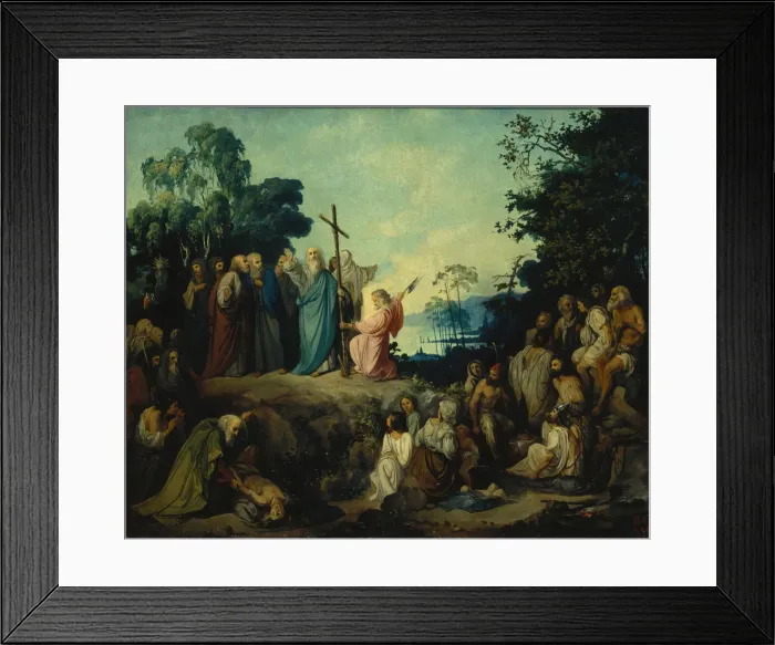 Framed Print : Saint Andrew the Apostle erects a cross on Kiev heights, 1848. Artist: Lomtev, Nikolai Petrovich (1816-1859) Framed Print : Saint Andrew the Apostle erects a cross on Kiev heights, 1848. Artist: Lomtev, Nikolai Petrovich (1816-1859)