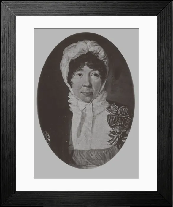 Framed Print : Portrait of Jelizaveta Palmenbach (1761?1832), 1870. Artist: Lushev, Andrey Mikhaylovich (1822-?)
