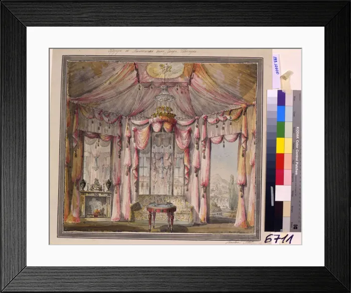 Framed Print : Interior design for the boudoir in the Count Bezborodko House in Moscow, 1790s. Artist: Lvov, Nikolai Alexandrovich (1751-1803) Framed Print : Interior design for the boudoir in the Count Bezborodko House in Moscow, 1790s. Artist: Lvov, Nikolai Alexandrovich (1751-1803)