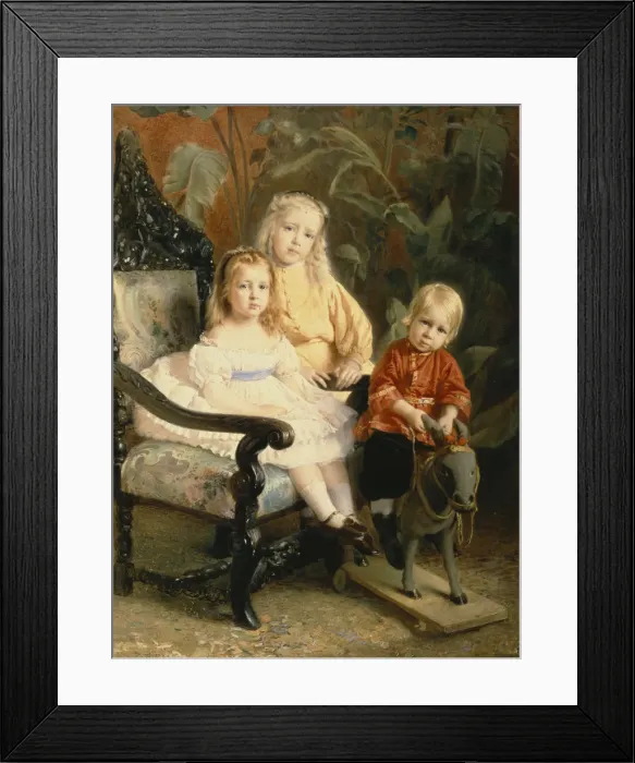 Framed Print : Portrait of the Stasovs Children, Early 1870s. Artist: Makovsky, Konstantin Yegorovich (1839-1915) Framed Print : Portrait of the Stasovs Children, Early 1870s. Artist: Makovsky, Konstantin Yegorovich (1839-1915)