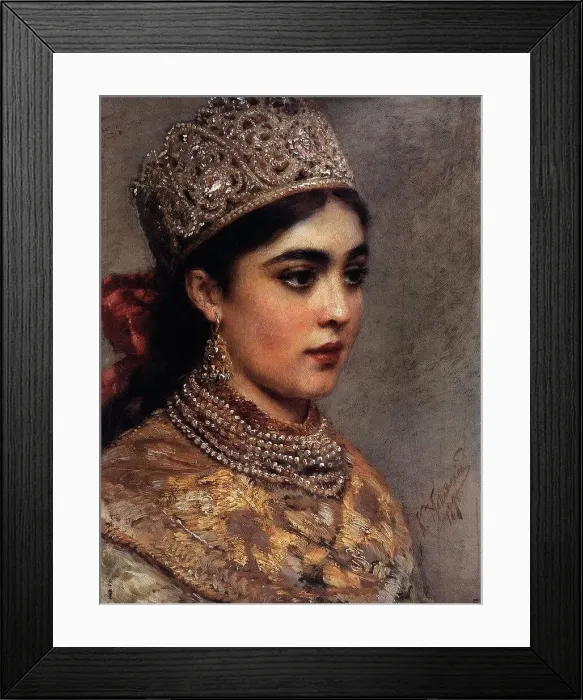 Framed Print : The Boyar Woman, 1890. Artist: Makovsky, Konstantin Yegorovich (1839-1915) Framed Print : The Boyar Woman, 1890. Artist: Makovsky, Konstantin Yegorovich (1839-1915)