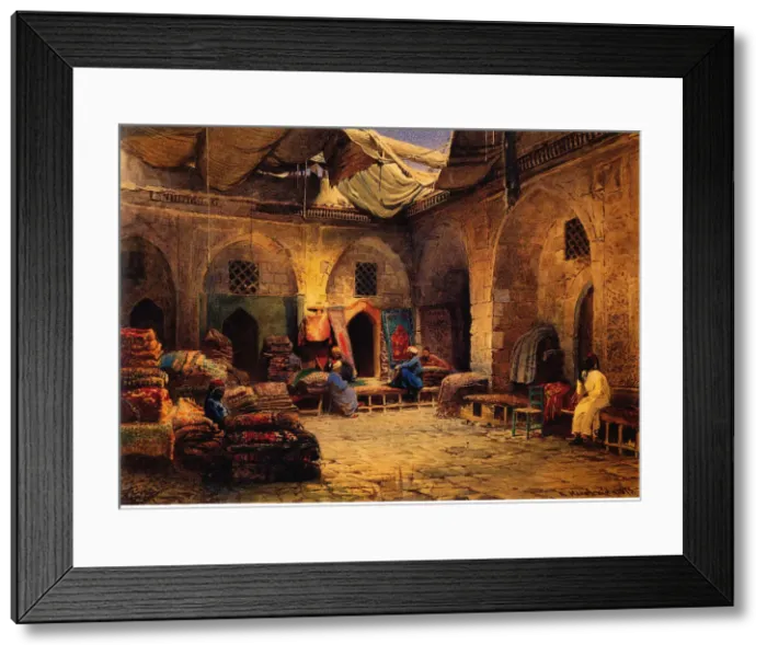 Framed Print : The Carpet Shop in Cairo, 1875. Artist: Makovsky, Konstantin Yegorovich (1839-1915) Framed Print : The Carpet Shop in Cairo, 1875. Artist: Makovsky, Konstantin Yegorovich (1839-1915)