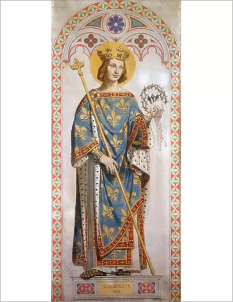 Saint Louis IX of France. Cardboard for the windows of the Chapel of St. Ferdinand, 1842