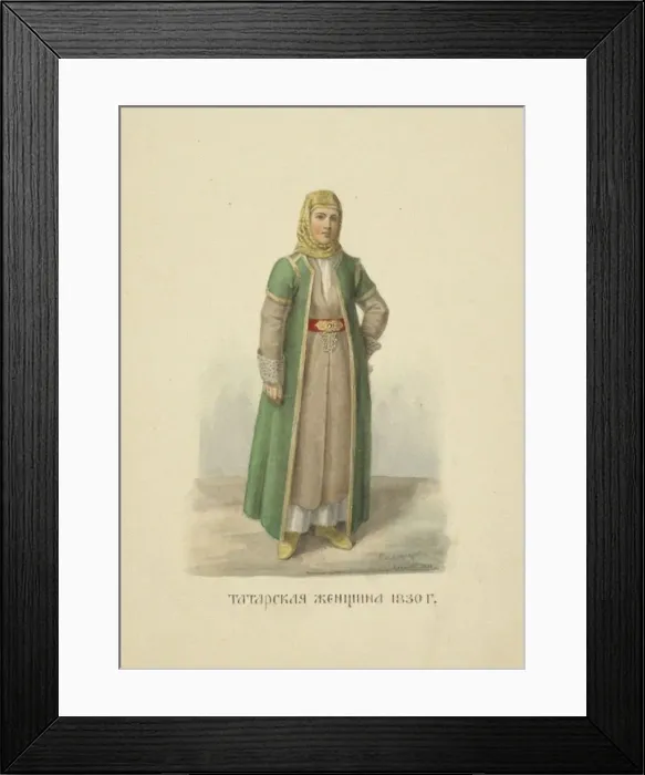 Framed Print : Kazan Tatar Woman of 1830 (From the series Clothing of the Russian state), 1869 Framed Print : Kazan Tatar Woman of 1830 (From the series Clothing of the Russian state), 1869