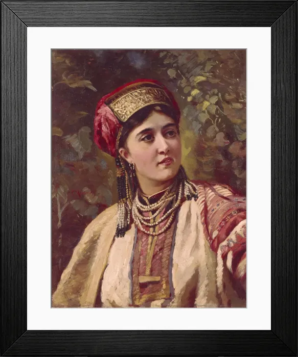 Framed Print : Girl in Traditional Dress. Artist: Makovsky, Konstantin Yegorovich (1839-1915) Framed Print : Girl in Traditional Dress. Artist: Makovsky, Konstantin Yegorovich (1839-1915)
