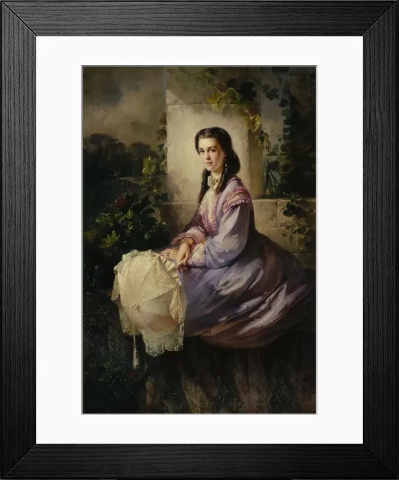 Framed Print : Portrait of Countess S. L. Stroganova, 1864. Artist: Makovsky, Konstantin Yegorovich (1839-1915) Framed Print : Portrait of Countess S. L. Stroganova, 1864. Artist: Makovsky, Konstantin Yegorovich (1839-1915)