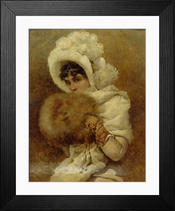 Framed Print : Girl with a Muff, 1884. Artist: Makovsky, Vladimir Yegorovich (1846-1920) Framed Print : Girl with a Muff, 1884. Artist: Makovsky, Vladimir Yegorovich (1846-1920)
