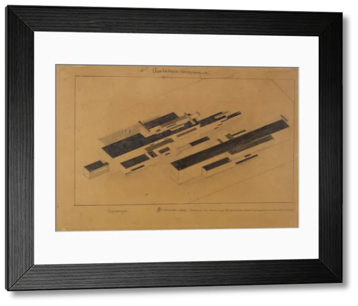 Framed Print : Modern buildings, 1923-1924. Artist: Malevich, Kasimir Severinovich (1878-1935) Framed Print : Modern buildings, 1923-1924. Artist: Malevich, Kasimir Severinovich (1878-1935)