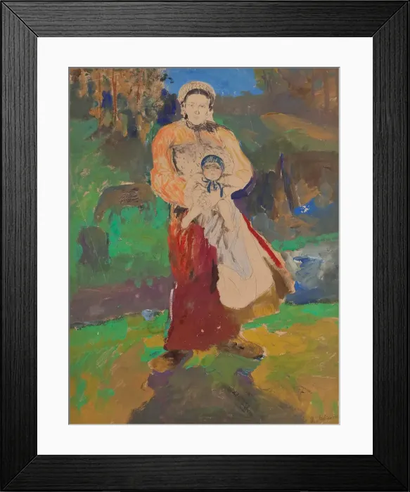 Framed Print : Mother and Child in Landscape. Artist: Malyavin, Filipp Andreyevich (1869-1940) Framed Print : Mother and Child in Landscape. Artist: Malyavin, Filipp Andreyevich (1869-1940)