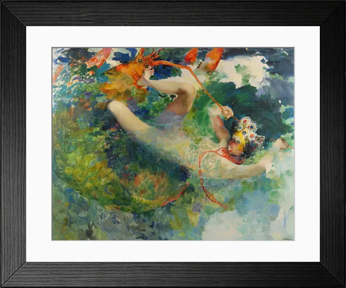 Framed Print : Princess Vasilisa and the Giant Lobster (after the Fairy tale Fire-bird and Princess Vasilissa). Artist: Malyavin, Filipp Andreyevich (1869-1940) Framed Print : Princess Vasilisa and the Giant Lobster (after the Fairy tale Fire-bird and Princess Vasilissa). Artist: Malyavin, Filipp Andreyevich (1869-1940)