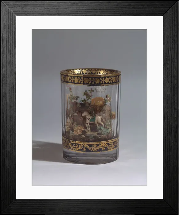 Framed Print : Glass with the double walls and a landscape composition, 1818. Artist: Master A. Vershinin (Early 19th century) Framed Print : Glass with the double walls and a landscape composition, 1818. Artist: Master A. Vershinin (Early 19th century)