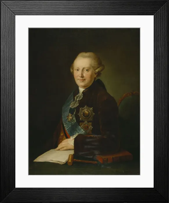 Framed Print : Portrait of Prince Alexander Alexeyevich Vyazemsky (1727-1793), 1780s. Artist: Miropolsky, Leonty Semyonovich (1749-1819) Framed Print : Portrait of Prince Alexander Alexeyevich Vyazemsky (1727-1793), 1780s. Artist: Miropolsky, Leonty Semyonovich (1749-1819)