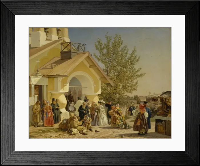 Framed Print : Coming out of a Church in Pskov, 1864. Artist: Morozov, Alexander Ivanovich (1835-1904) Framed Print : Coming out of a Church in Pskov, 1864. Artist: Morozov, Alexander Ivanovich (1835-1904)