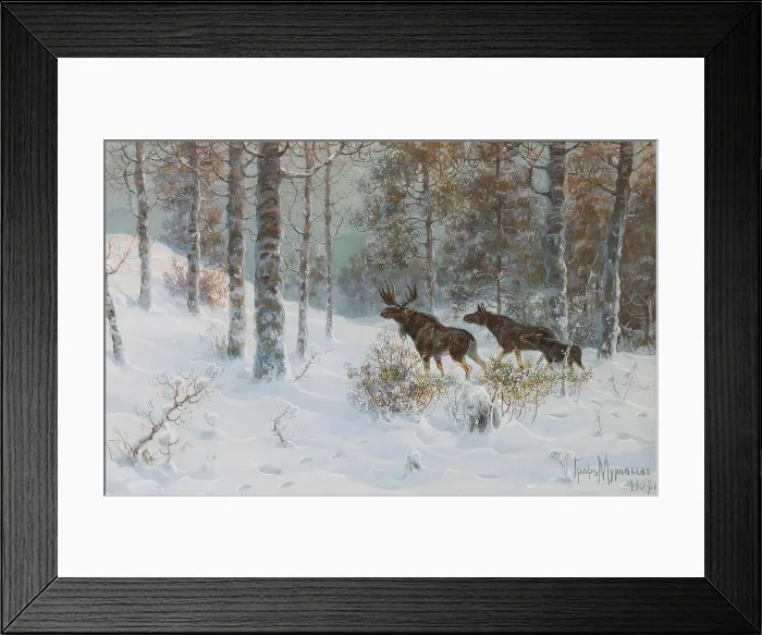Framed Print : Winter Landscape with Mooses, 1907. Artist: Muravyov, Count Vladimir Leonidovich (1861-1940) Framed Print : Winter Landscape with Mooses, 1907. Artist: Muravyov, Count Vladimir Leonidovich (1861-1940)