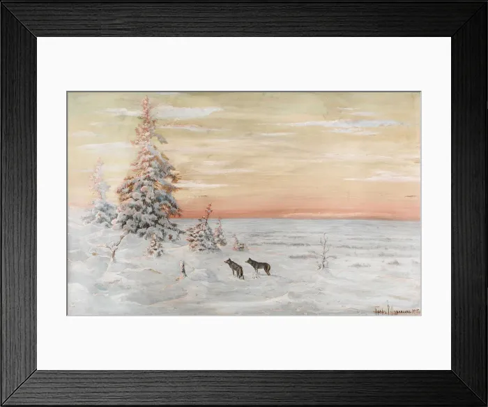 Framed Print : Winter Landscape with wolves, 1915. Artist: Muravyov, Count Vladimir Leonidovich (1861-1940) Framed Print : Winter Landscape with wolves, 1915. Artist: Muravyov, Count Vladimir Leonidovich (1861-1940)