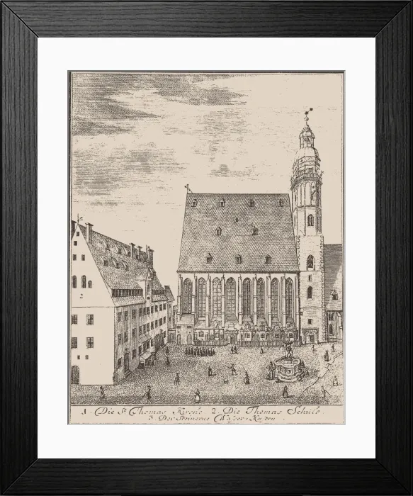 Framed Print : St. Thomas Church and St. Thomas School in Leipzig, 1723 Framed Print : St. Thomas Church and St. Thomas School in Leipzig, 1723