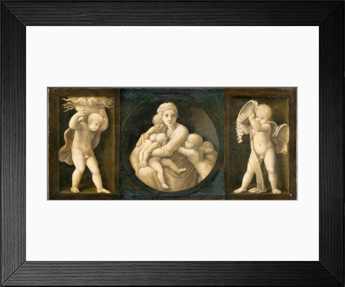 Framed Print : Charity (Baglioni family Altarpiece, predella panel), 1507 Framed Print : Charity (Baglioni family Altarpiece, predella panel), 1507