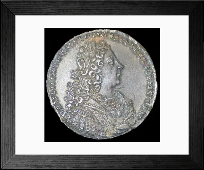 Framed Print : Tsar Peter II of Russia. Silver ruble of 1728, 1728. Artist: Numismatic, Russian coins Framed Print : Tsar Peter II of Russia. Silver ruble of 1728, 1728. Artist: Numismatic, Russian coins