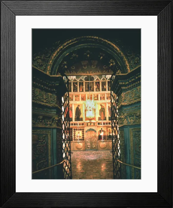 Framed Print : Interior with the iconostasis in the Annunciation Cathedral in the Moscow Kremlin, 14th-15th cen Artist: Old Russian Architecture Framed Print : Interior with the iconostasis in the Annunciation Cathedral in the Moscow Kremlin, 14th-15th cen Artist: Old Russian Architecture