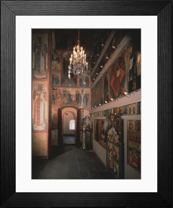 Framed Print : Interior with the iconostasis in the Saint Robe Church in the Moscow Kremlin, 1627. Artist: Old Russian Architecture Framed Print : Interior with the iconostasis in the Saint Robe Church in the Moscow Kremlin, 1627. Artist: Old Russian Architecture