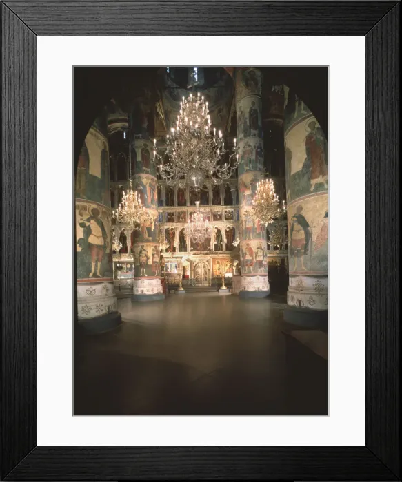 Framed Print : Interior with the iconostasis in the Assumption of the Blessed Virgin Cathedral in the Moscow Kremlin, 14th-15th cen Artist: Old Russian Architecture Framed Print : Interior with the iconostasis in the Assumption of the Blessed Virgin Cathedral in the Moscow Kremlin, 14th-15th cen Artist: Old Russian Architecture