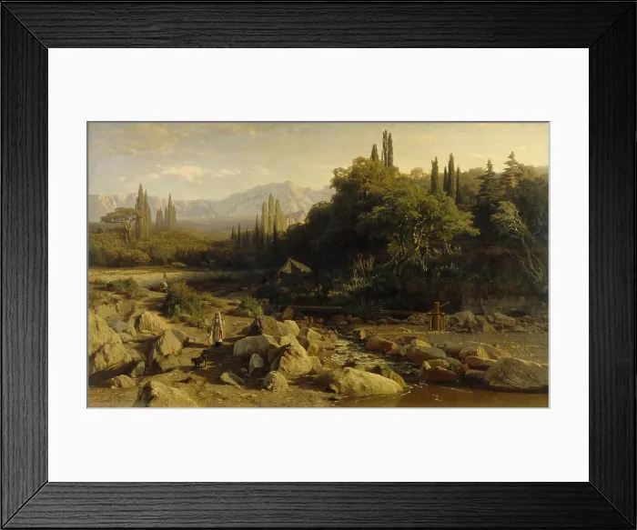 Framed Print : The Crimea. Mountain landscape with river, 1868. Artist: Orlovsky, Vladimir Donatovich (1842-1914) Framed Print : The Crimea. Mountain landscape with river, 1868. Artist: Orlovsky, Vladimir Donatovich (1842-1914)
