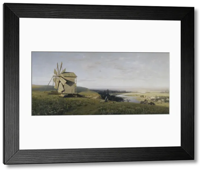Framed Print : Ukrainian landscape with windmill, 1882. Artist: Orlovsky, Vladimir Donatovich (1842-1914) Framed Print : Ukrainian landscape with windmill, 1882. Artist: Orlovsky, Vladimir Donatovich (1842-1914)