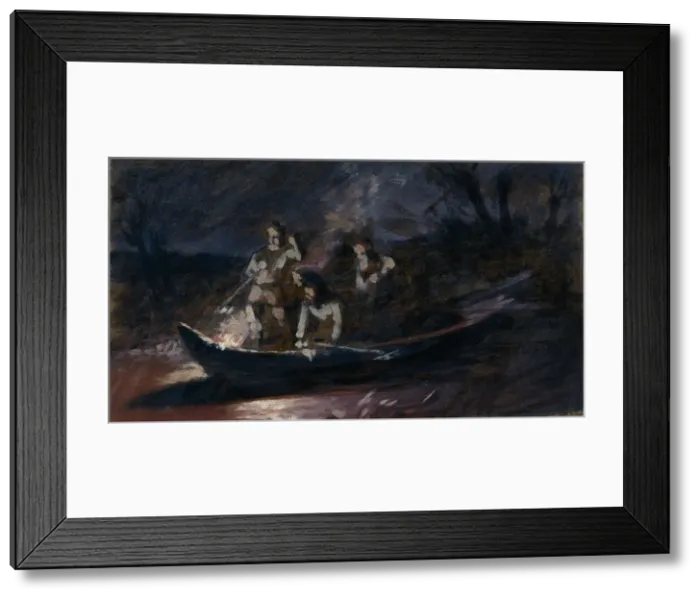 Framed Print : Night spear fishing, 1870s. Artist: Perov, Vasili Grigoryevich (1834-1882) Framed Print : Night spear fishing, 1870s. Artist: Perov, Vasili Grigoryevich (1834-1882)