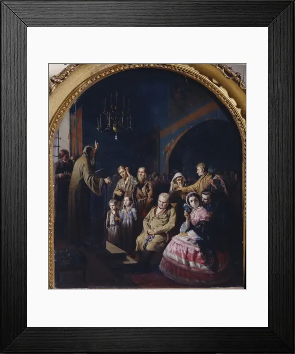 Framed Print : Sermon in a Village, 1861. Artist: Perov, Vasili Grigoryevich (1834-1882) Framed Print : Sermon in a Village, 1861. Artist: Perov, Vasili Grigoryevich (1834-1882)