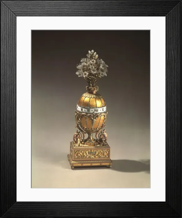 Framed Print : The Bouquet of Lilles Clock Egg (or the Madonna Lily Egg), 1899. Artist: Pershin, Michail, (Faberge manufacture) (19th century) Framed Print : The Bouquet of Lilles Clock Egg (or the Madonna Lily Egg), 1899. Artist: Pershin, Michail, (Faberge manufacture) (19th century)