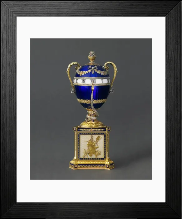 Framed Print : Blue Serpent Clock Egg, 1895. Artist: Pershin, Michail, (Faberge manufacture) (19th century) Framed Print : Blue Serpent Clock Egg, 1895. Artist: Pershin, Michail, (Faberge manufacture) (19th century)