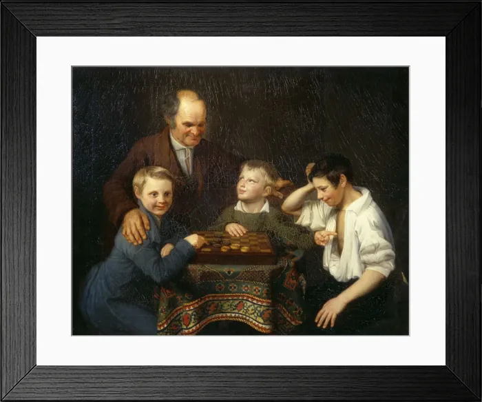 Framed Print : The Draughts Game, 1824. Artist: Pnin, Pyotr Ivanovich (1803-1837) Framed Print : The Draughts Game, 1824. Artist: Pnin, Pyotr Ivanovich (1803-1837)