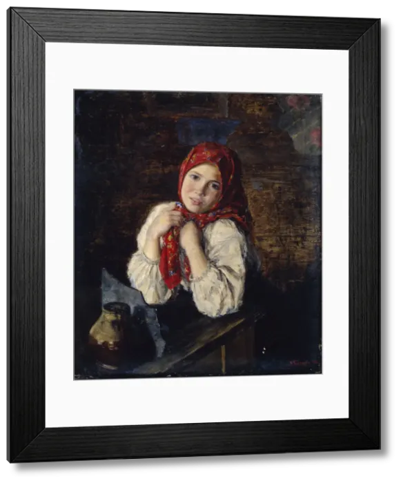 Framed Print : Rural Coquette, 1893. Artist: Polyakov, P. I. (active End of 19th cen. ) Framed Print : Rural Coquette, 1893. Artist: Polyakov, P. I. (active End of 19th cen. )