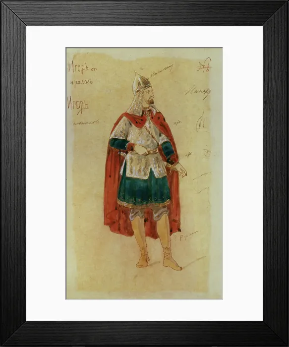 Framed Print : Costume design for the opera Prince Igor by A. Borodin, 1900s. Artist: Ponomarev, Evgeni Petrovich (1852-1906) Framed Print : Costume design for the opera Prince Igor by A. Borodin, 1900s. Artist: Ponomarev, Evgeni Petrovich (1852-1906)