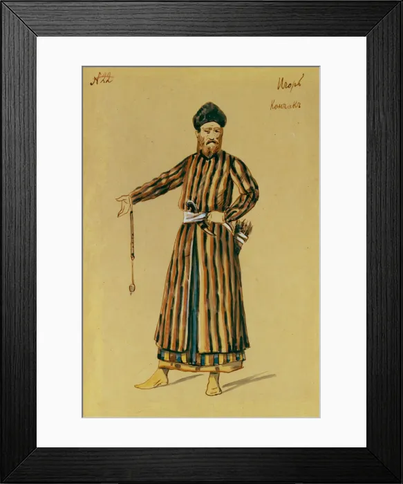 Framed Print : Costume design for the opera Prince Igor by A. Borodin, 1890. Artist: Ponomarev, Evgeni Petrovich (1852-1906) Framed Print : Costume design for the opera Prince Igor by A. Borodin, 1890. Artist: Ponomarev, Evgeni Petrovich (1852-1906)