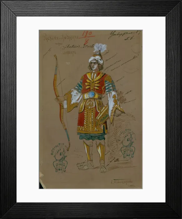 Framed Print : Costume design for the opera Ruslan and Lyudmila by M. Glinka, 1885. Artist: Ponomarev, Evgeni Petrovich (1852-1906) Framed Print : Costume design for the opera Ruslan and Lyudmila by M. Glinka, 1885. Artist: Ponomarev, Evgeni Petrovich (1852-1906)