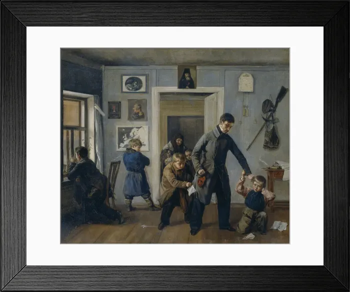 Framed Print : In the school, 1854. Artist: Popov, Andrei Andreyevich (1832-1896) Framed Print : In the school, 1854. Artist: Popov, Andrei Andreyevich (1832-1896)
