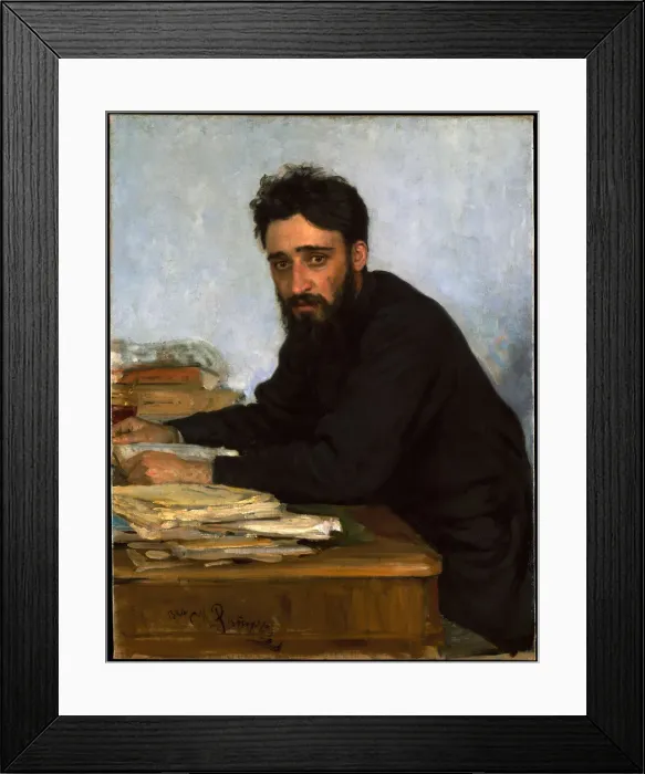 Framed Print : Portrait of the author Vsevolod M. Garshin (1855-1888), 1880s. Artist: Repin, Ilya Yefimovich (1844-1930) Framed Print : Portrait of the author Vsevolod M. Garshin (1855-1888), 1880s. Artist: Repin, Ilya Yefimovich (1844-1930)