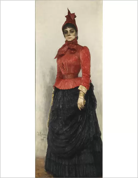 Portrait of Baroness Varvara Ikskul von Hildenbandt (1850-1928), 1889. Artist: Repin, Ilya Yefimovich (1844-1930)