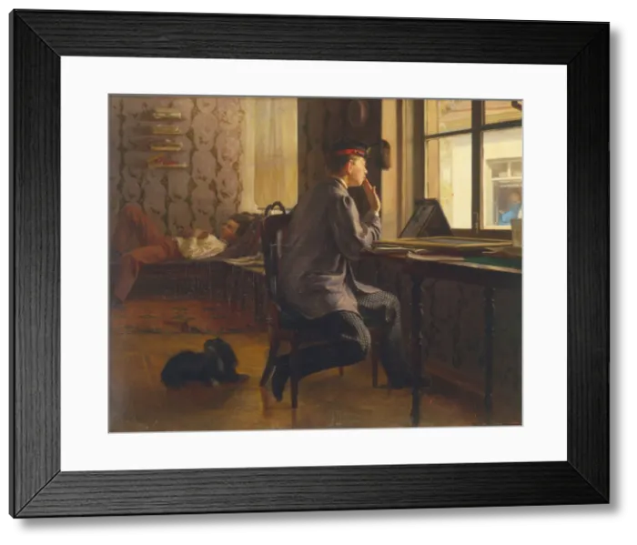 Framed Print : Examination preparation, 1864. Artist: Repin, Ilya Yefimovich (1844-1930) Framed Print : Examination preparation, 1864. Artist: Repin, Ilya Yefimovich (1844-1930)