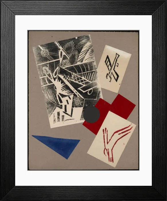 Framed Print : Illustration for the book The War by Aleksey Kruchenykh, 1916. Artist: Rozanova, Olga Vladimirovna (1886-1918) Framed Print : Illustration for the book The War by Aleksey Kruchenykh, 1916. Artist: Rozanova, Olga Vladimirovna (1886-1918)