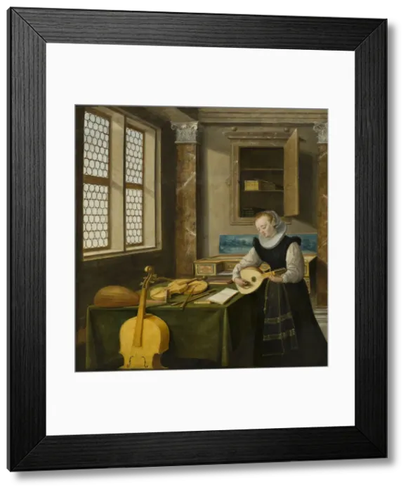 Framed Print : Lady Playing the Lute Framed Print : Lady Playing the Lute