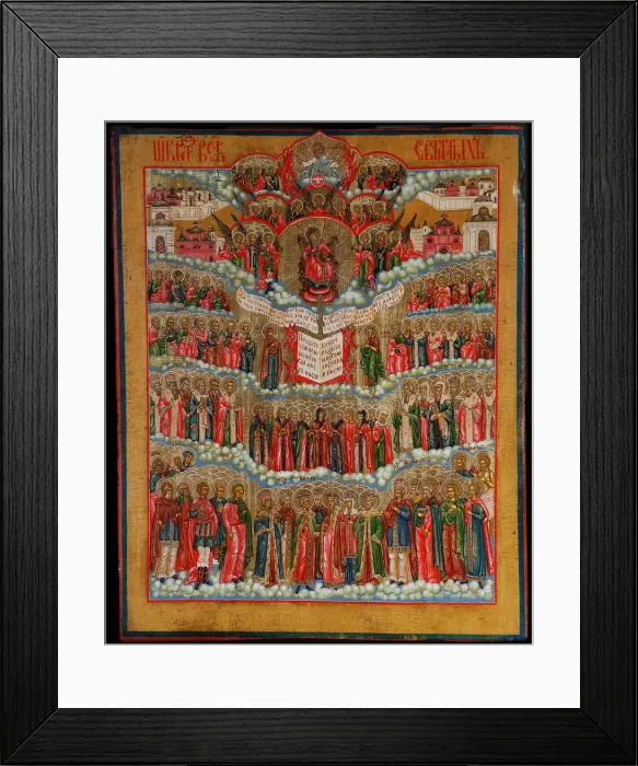 Framed Print : Icon of All Saints, 18th century. Artist: Russian icon Framed Print : Icon of All Saints, 18th century. Artist: Russian icon