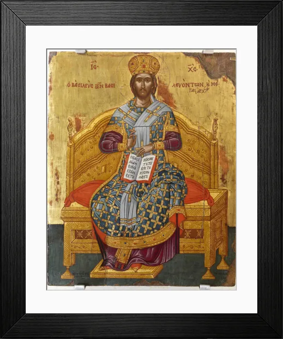 Framed Print : Christ Enthroned (Saviour of the World), 18th century. Artist: Russian icon Framed Print : Christ Enthroned (Saviour of the World), 18th century. Artist: Russian icon