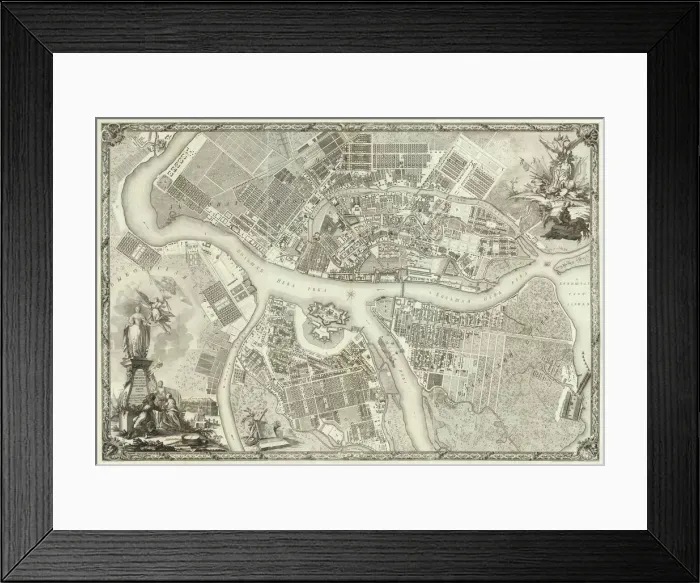 Framed Print : Map of Petersburg (Book to the 50th anniversary of the founding of St. Petersburg), 1753. Artist: Russian Master Framed Print : Map of Petersburg (Book to the 50th anniversary of the founding of St. Petersburg), 1753. Artist: Russian Master