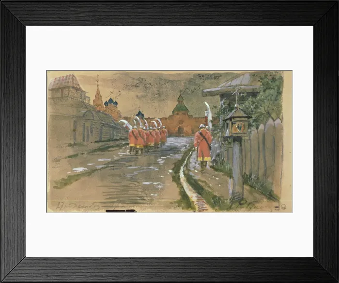 Framed Print : Strelets Patrol at the Ilyinsky Gates in Old Moscow, 1897. Artist: Ryabushkin, Andrei Petrovich (1861-1904) Framed Print : Strelets Patrol at the Ilyinsky Gates in Old Moscow, 1897. Artist: Ryabushkin, Andrei Petrovich (1861-1904)
