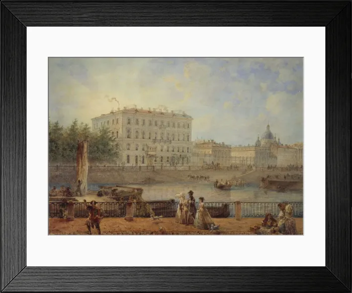 Framed Print : Saint Petersburg. View of the Fontanka River and the Derzhavin House, 1861. Artist: Sadovnikov, Vasily Semyonovich (1800-1879) Framed Print : Saint Petersburg. View of the Fontanka River and the Derzhavin House, 1861. Artist: Sadovnikov, Vasily Semyonovich (1800-1879)
