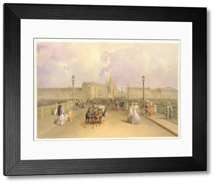 Framed Print : View of the Blagoveshchensky Bridge in Saint Petersburg, 1851. Artist: Sadovnikov, Vasily Semyonovich (1800-1879) Framed Print : View of the Blagoveshchensky Bridge in Saint Petersburg, 1851. Artist: Sadovnikov, Vasily Semyonovich (1800-1879)