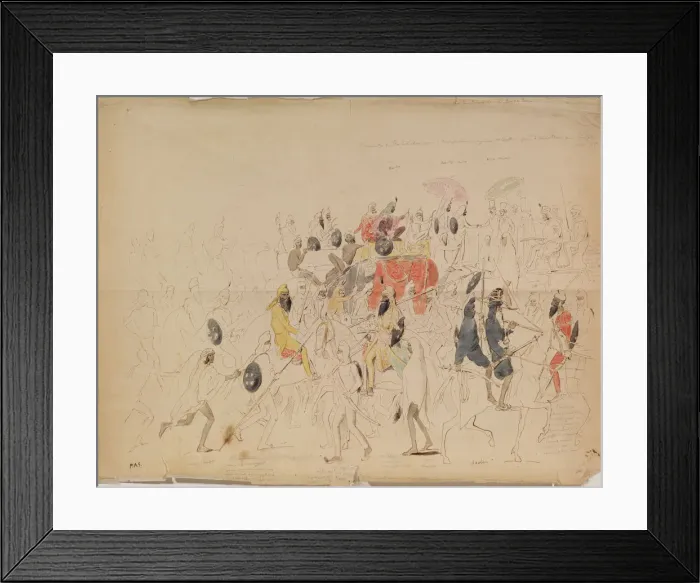 Framed Print : Meeting of Maharaja Sher Singh of Punjab and British Ambassador Clark in 1842, 1842. Artist: Saltykov, Alexei Dmitriyevich (1806-1859) Framed Print : Meeting of Maharaja Sher Singh of Punjab and British Ambassador Clark in 1842, 1842. Artist: Saltykov, Alexei Dmitriyevich (1806-1859)